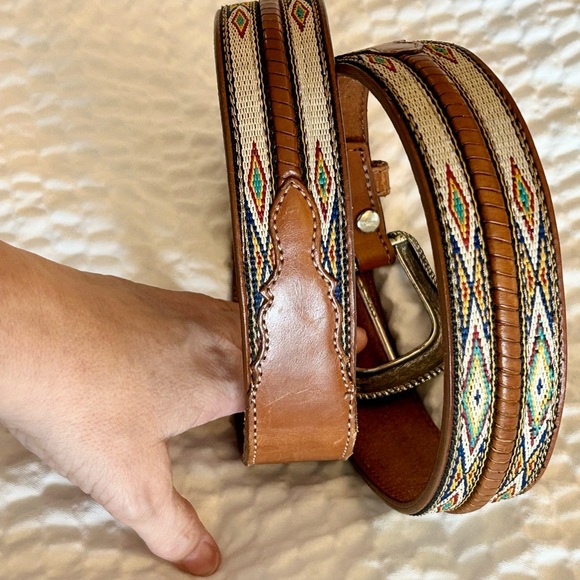 Wrangler men’s belt leather with decorative weave silver tone buckle size 38 - Picture 7 of 13
